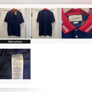 Authentic NWT Gucci Men’s Polo Size 3XL Navy With Red Collar $700+ Retail